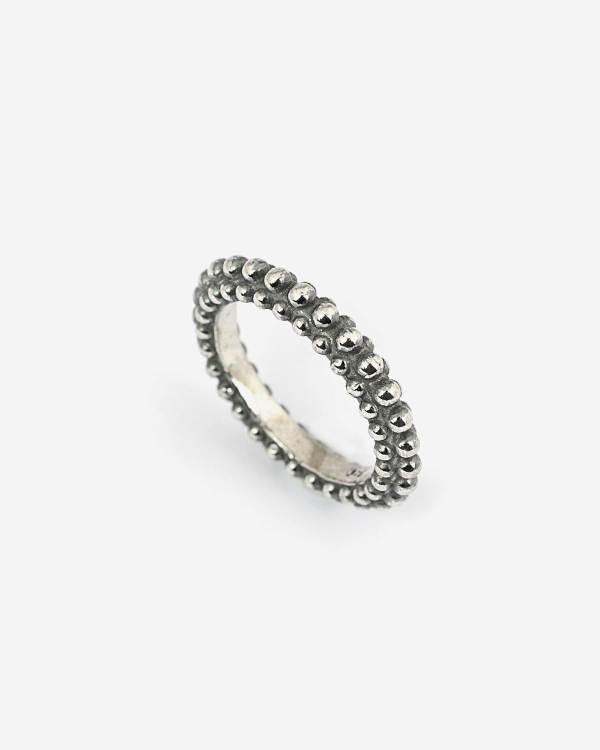 Bague en argent, bande à pois, Nove25