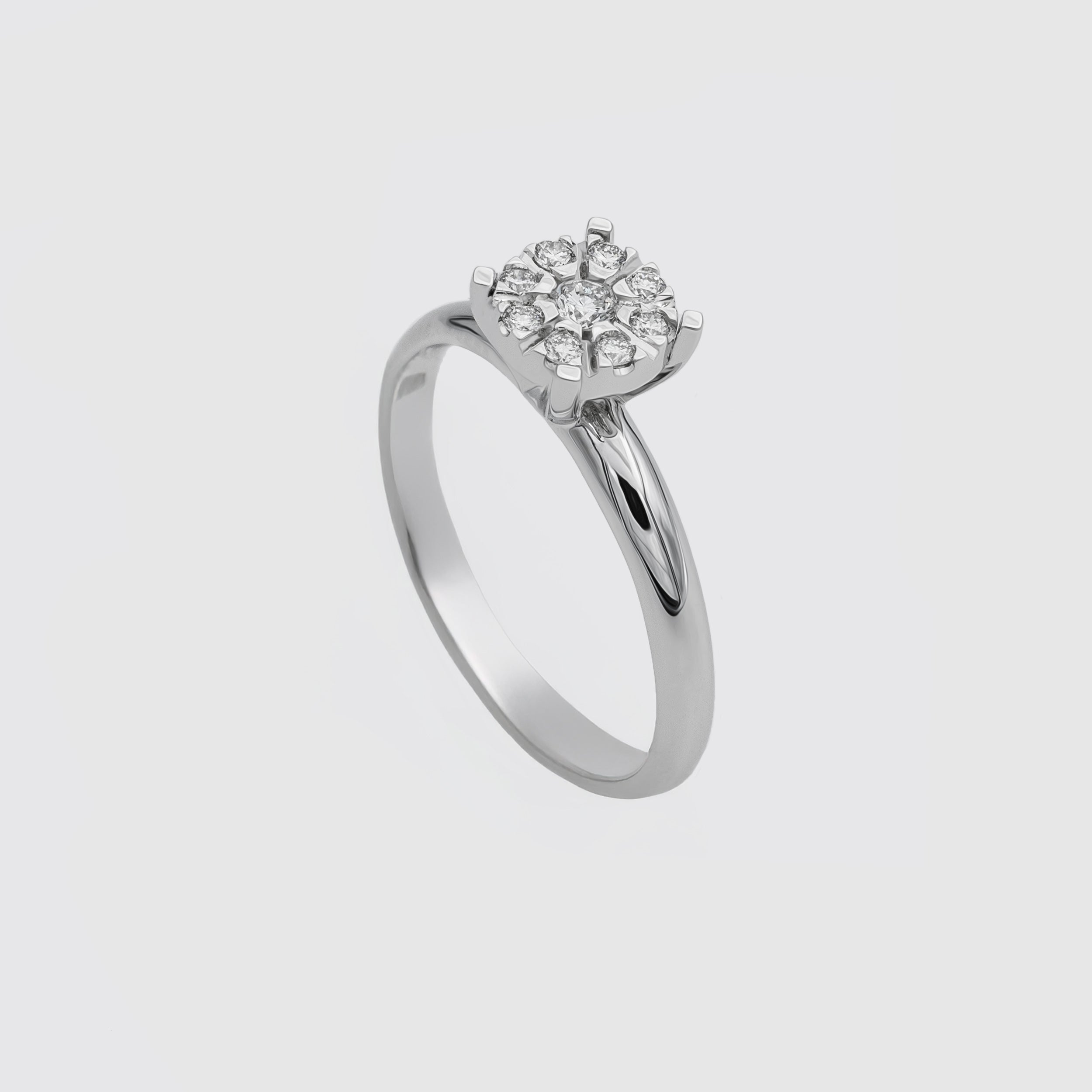 Solitaire ring in white gold and diamonds, Miluna