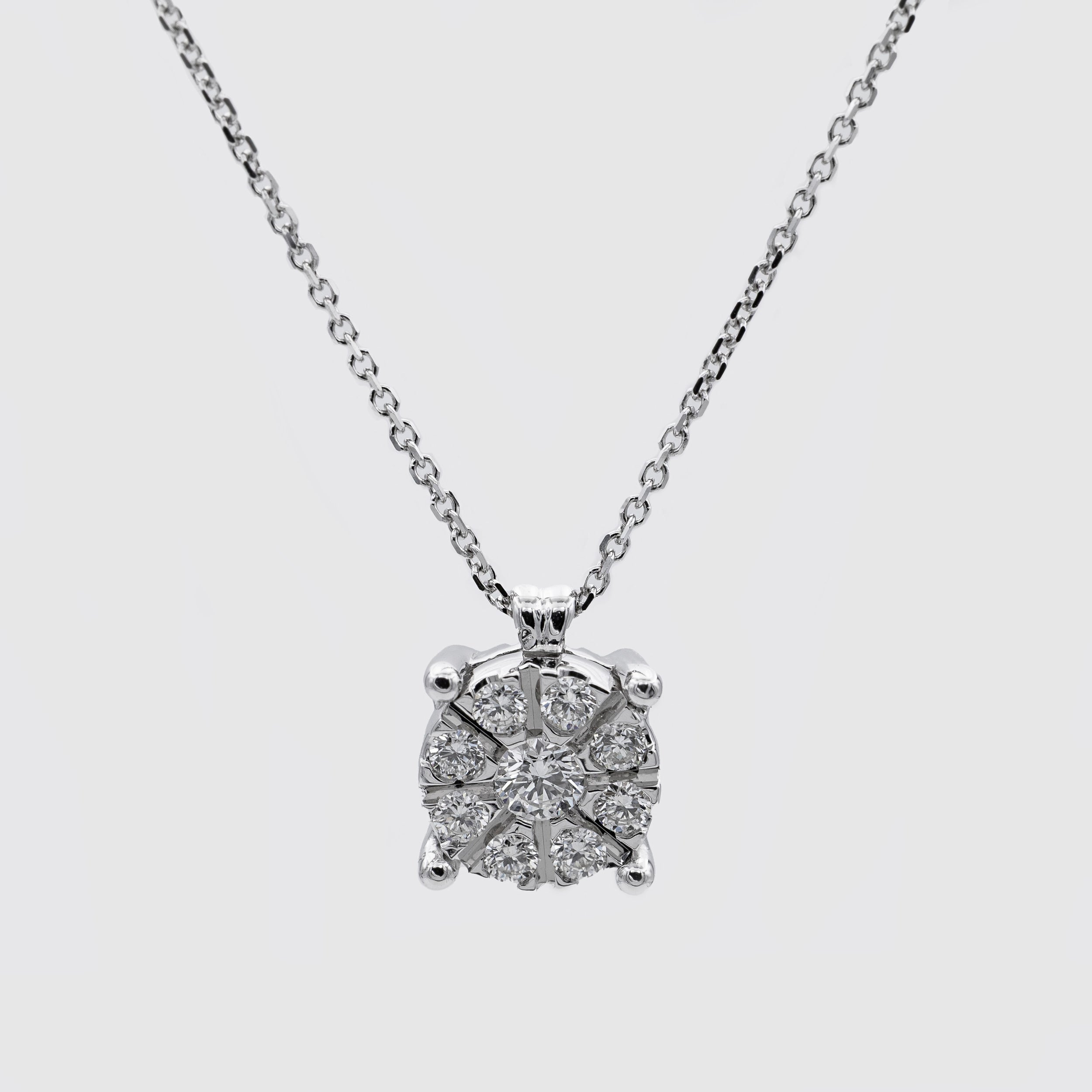 Collana punto luce Flower in oro bianco e diamanti ct. 0,26 Ferro Atelier