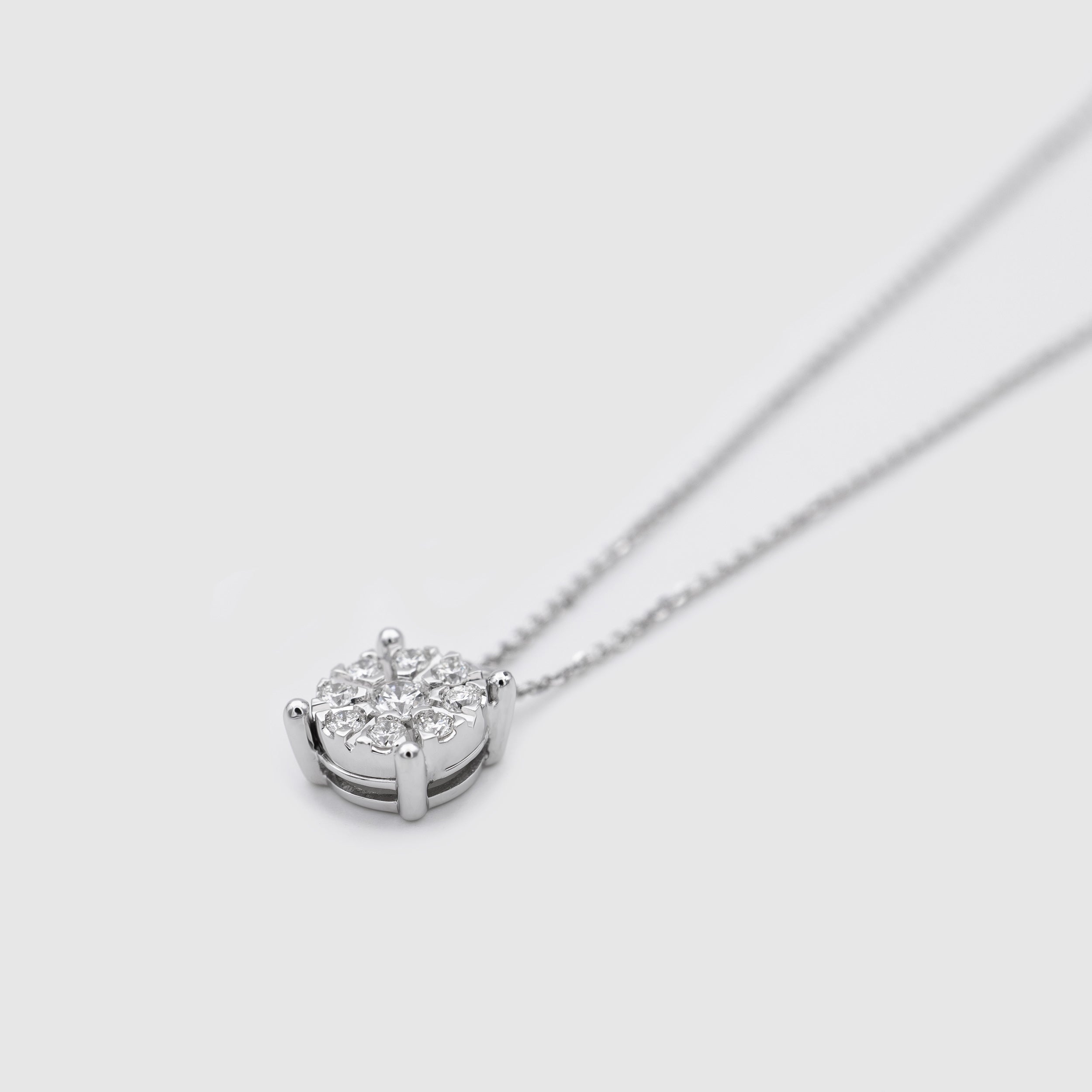 Collana punto luce Flower in oro bianco e diamanti ct. 0,26 Ferro Atelier