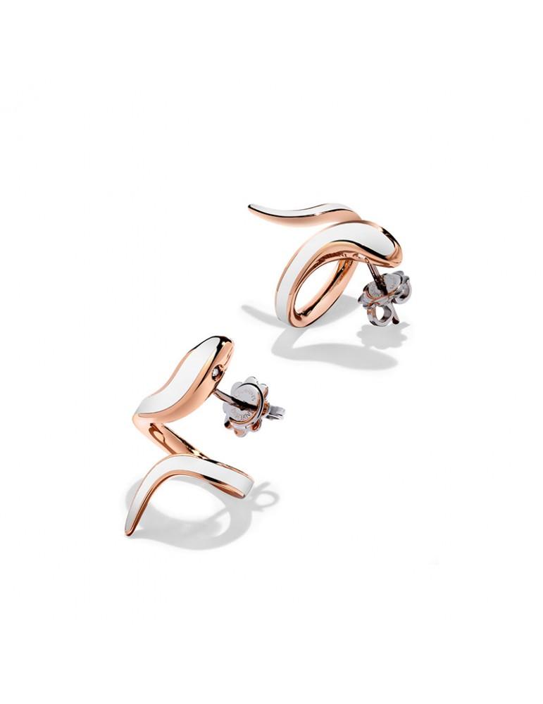 Orecchini oro rosa e ceramica bianca con diamanti Eden, Damiani - Ferro Orologi e Gioielli