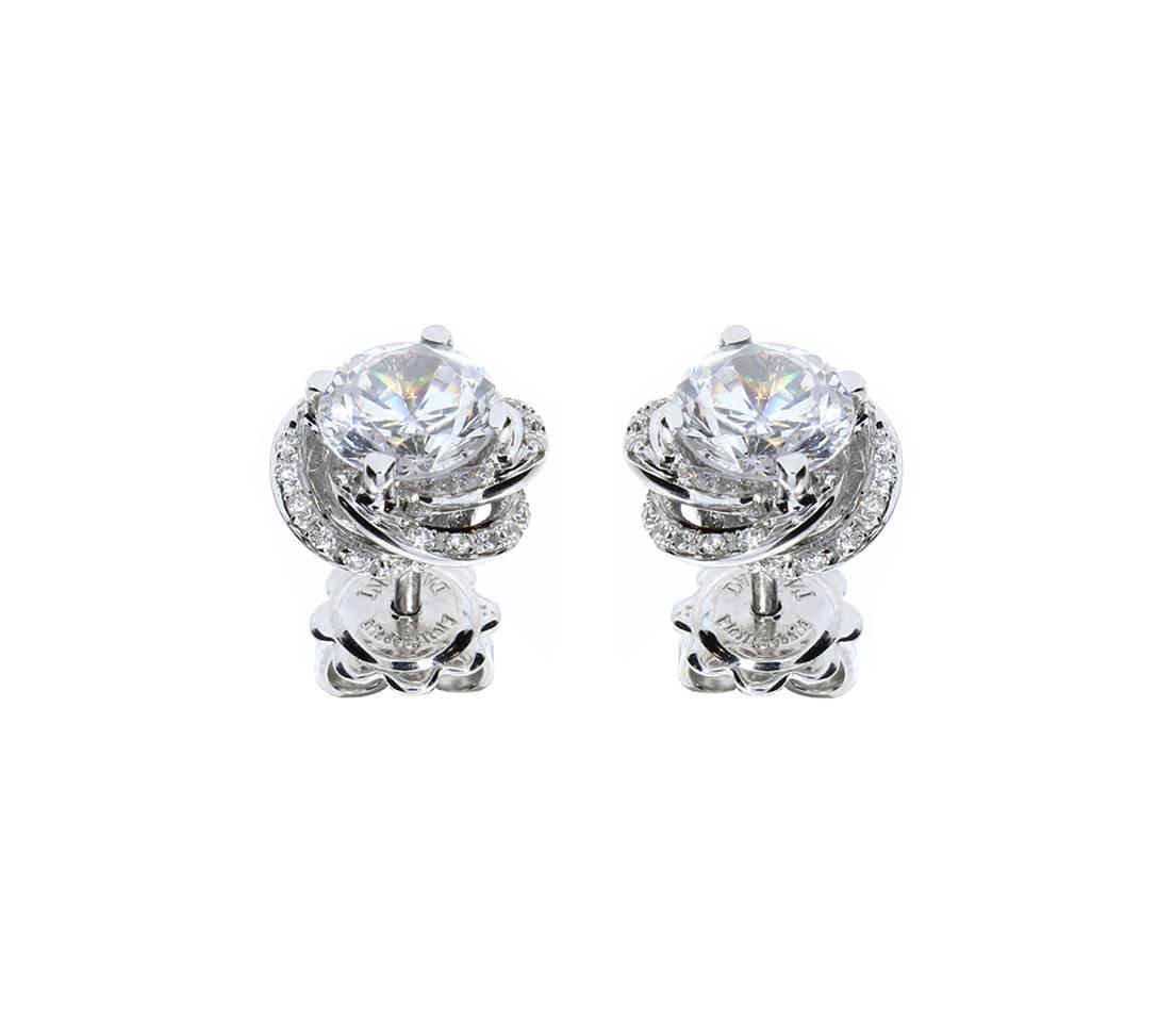 Orecchini punto luce oro bianco e diamanti Bocciolo Full Pavé, Damiani - Ferro Orologi e Gioielli