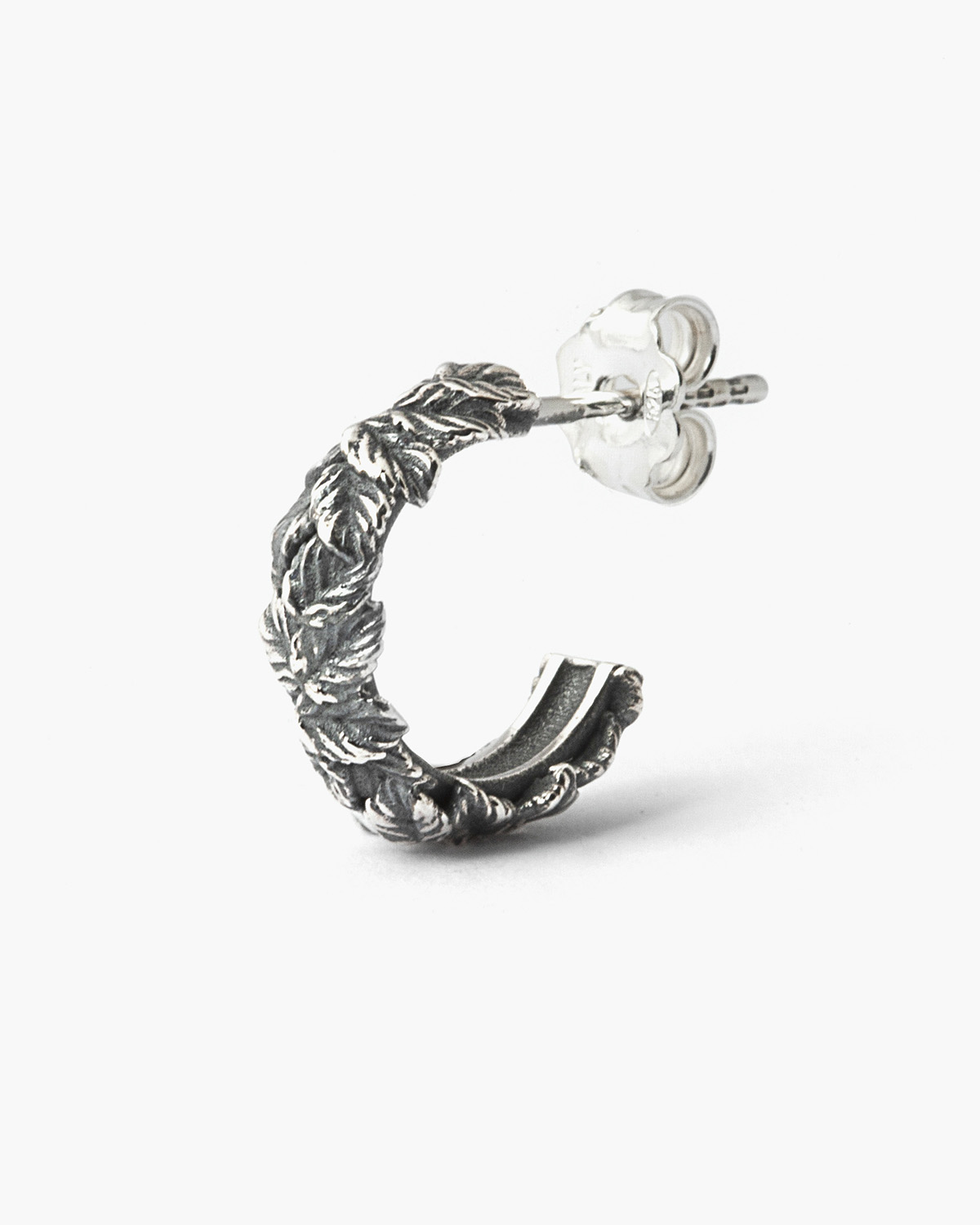Orecchino in argento, cerchio foglie piccolo, Nove25