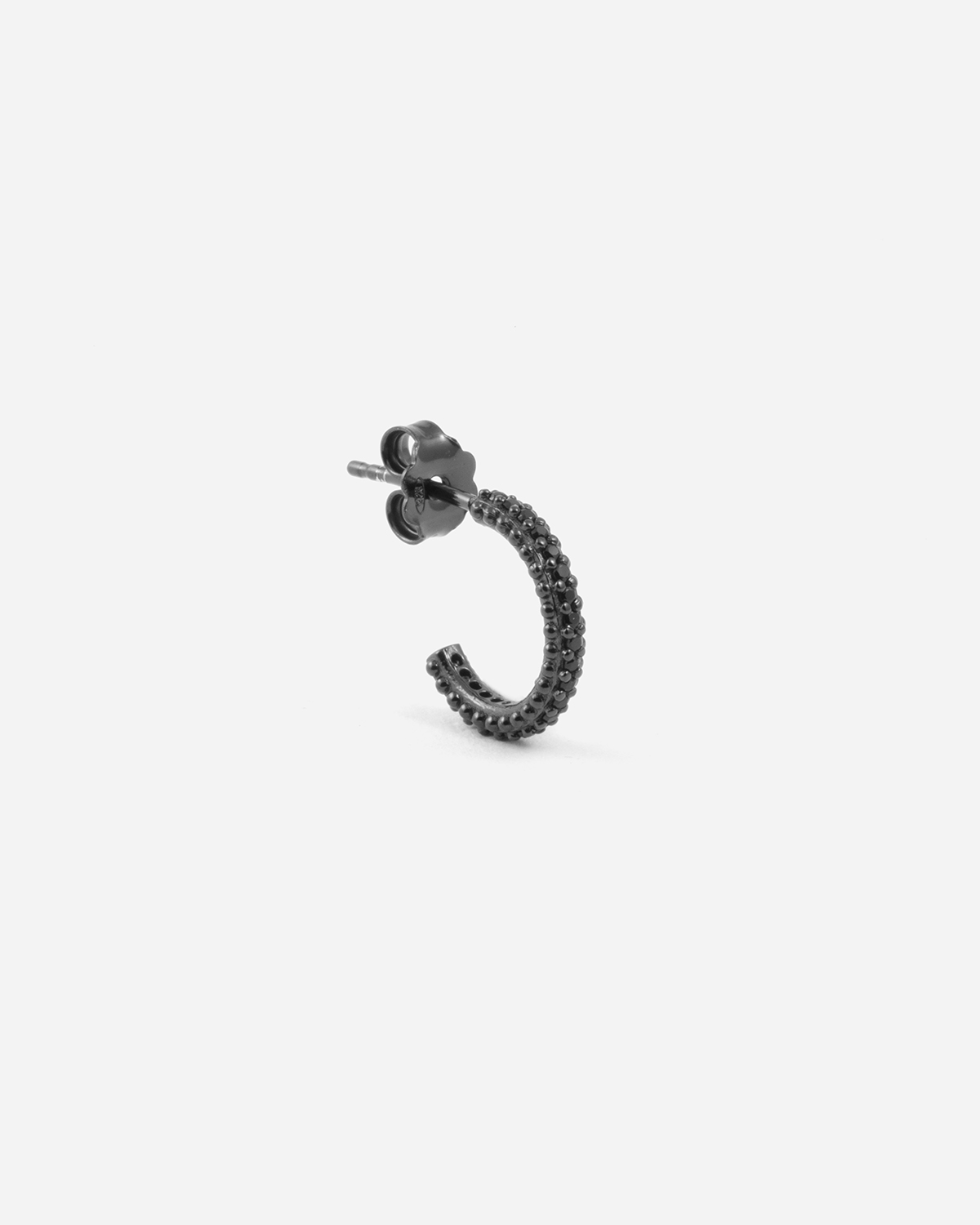 Orecchino in argento,black shiny hanger con brillanti neri, Nove25