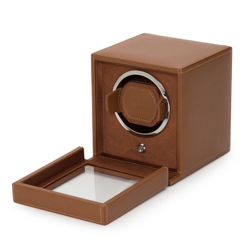 Cub carica orologi singolo con coperchio - Cognac, Wolf 1834