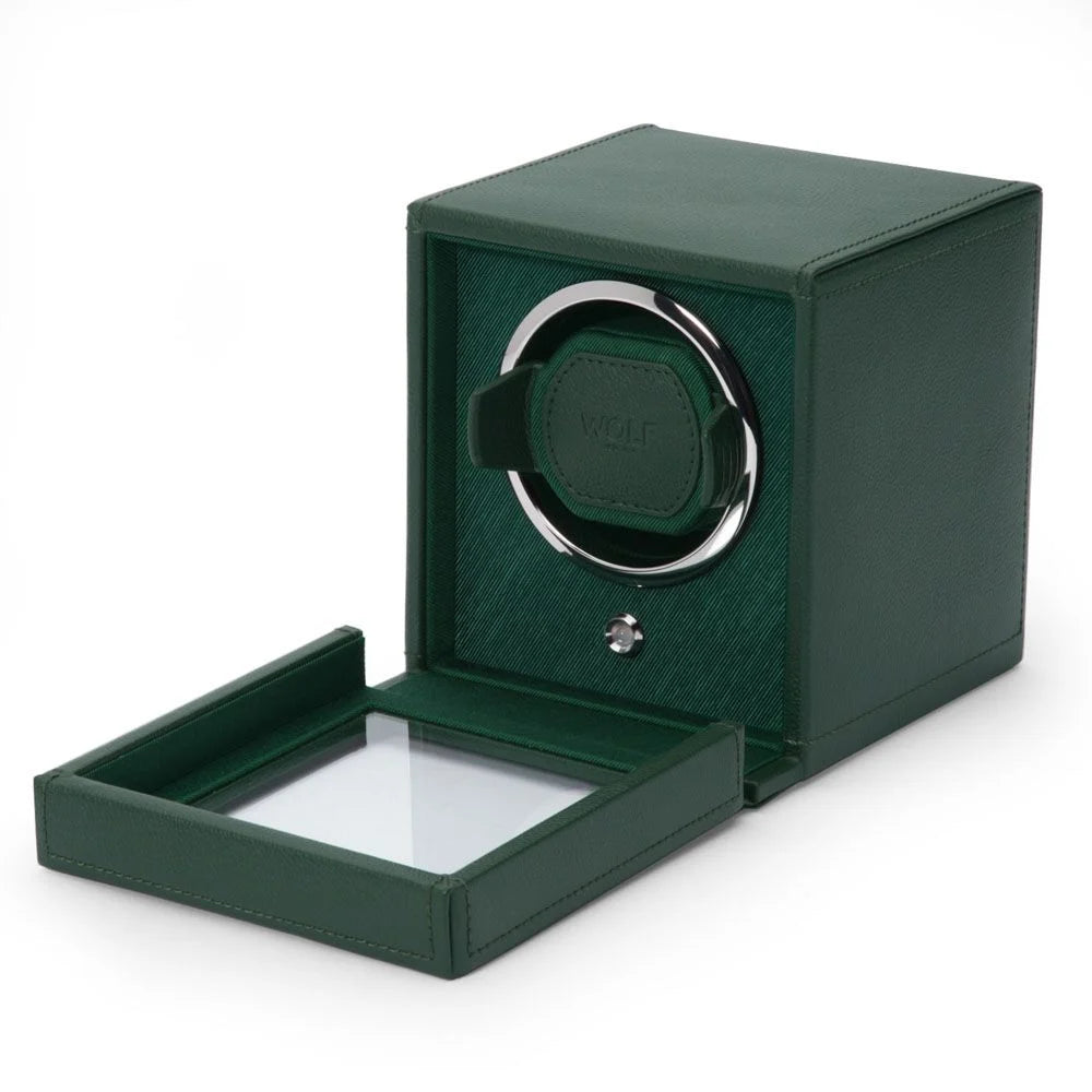 Cub carica orologi singolo con coperchio - Verde, Wolf 1834